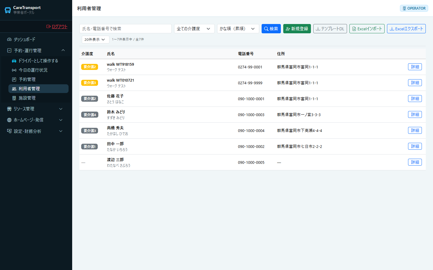 利用者管理：一覧画面